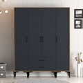 Dulap pentru haine, Hommy Craft, Kumsal STS, 160x47.5x201.4 cm, PAL, Nuc / Antracit