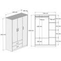 Dulap pentru haine, Mezza, Grande 3506, 120 x 181.8 x 48 cm, pal melaminat, stejar