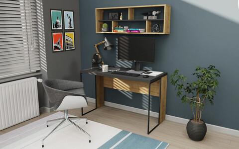 Birou, retricy, bronx, 120x59.6x114.2 cm, pal, antracit / stejar
