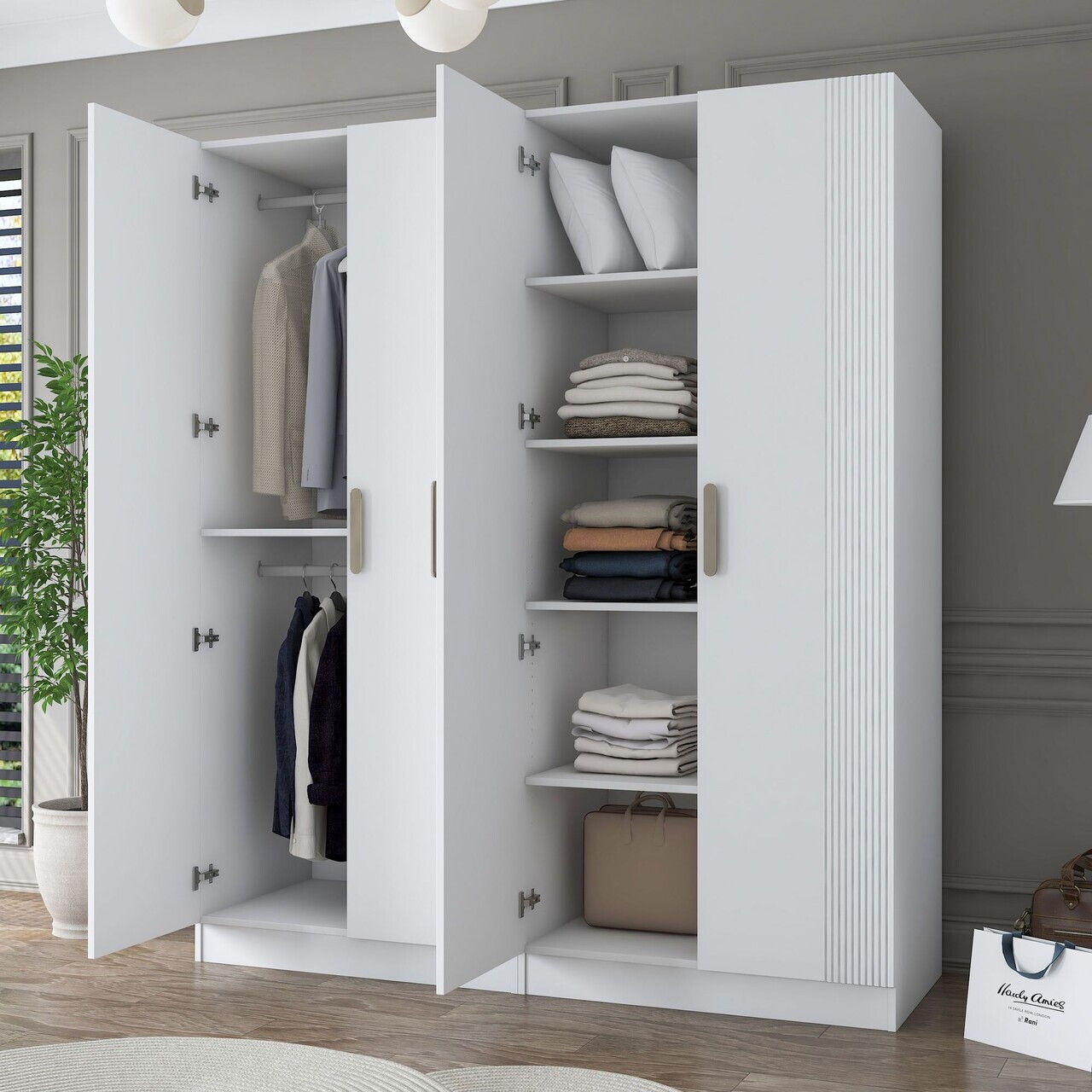 Dulap pentru haine, Hanah Home, BA186, 180x210x57.5 cm, PAL melaminat, Alb - view 3