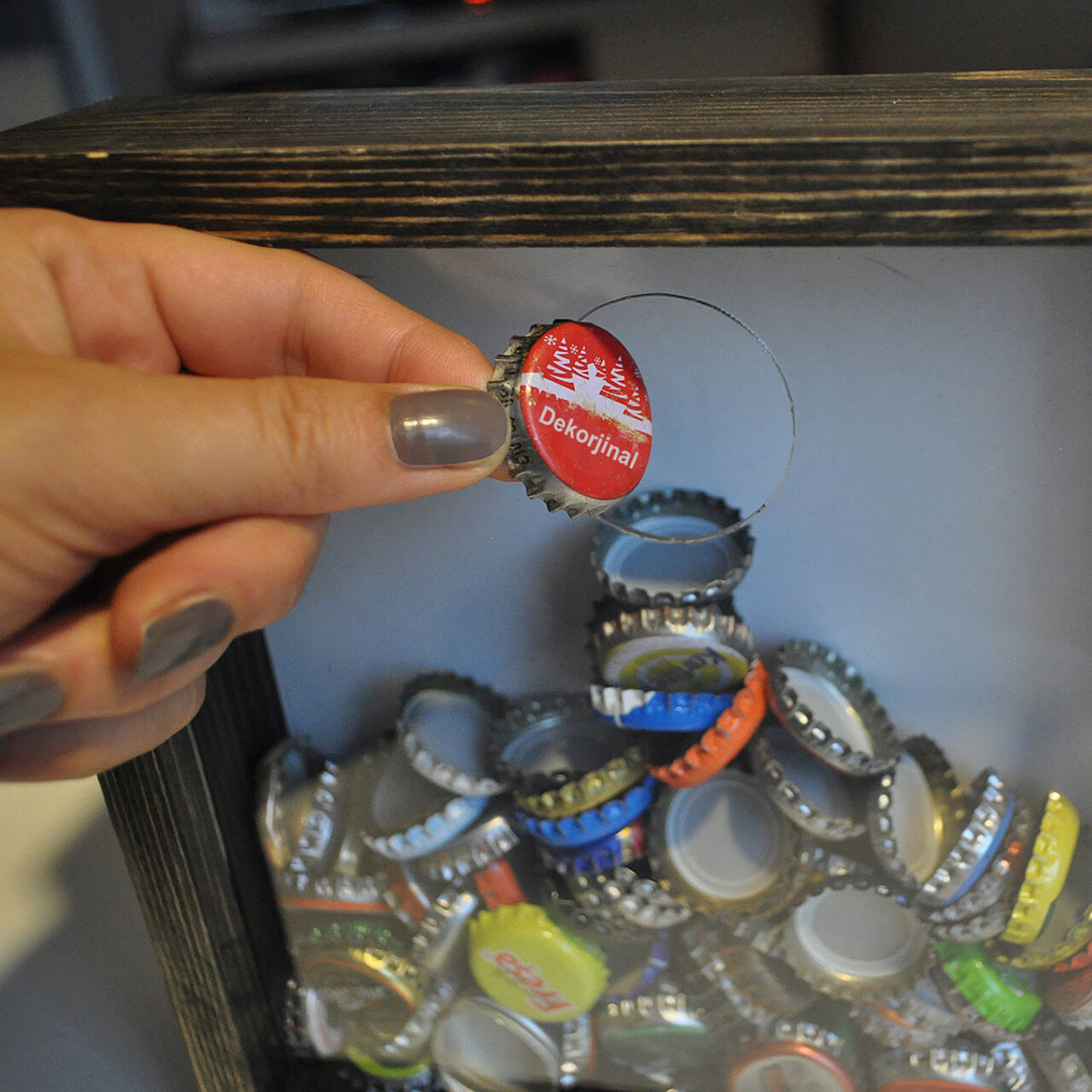 Pusculita, GAD042, 22x22x6 cm, Lemn, Maro/Alb