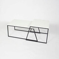 Set masuta de cafea, Decortie, Pal Orta Sehpa, Alb/Negru