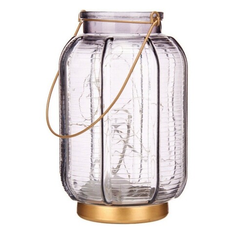 Felinar cu 20 LED-uri, Gift Decor, cu baterii, 13.5 x 13.5 x 22 cm, sticla, gri Gift Decor