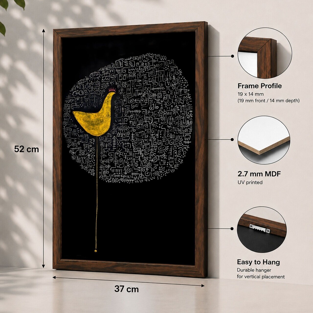 Tablou decorativ, 3752KACT-045, Fundal: 100% MDF (Grosime: 2,7 mm) Vopsire: Imprimare UV, Multicolor — imaginea 2