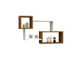 Raft de perete, Puqa Design, Afro, 90.6x51x22 cm, PAL, Alb/Maro