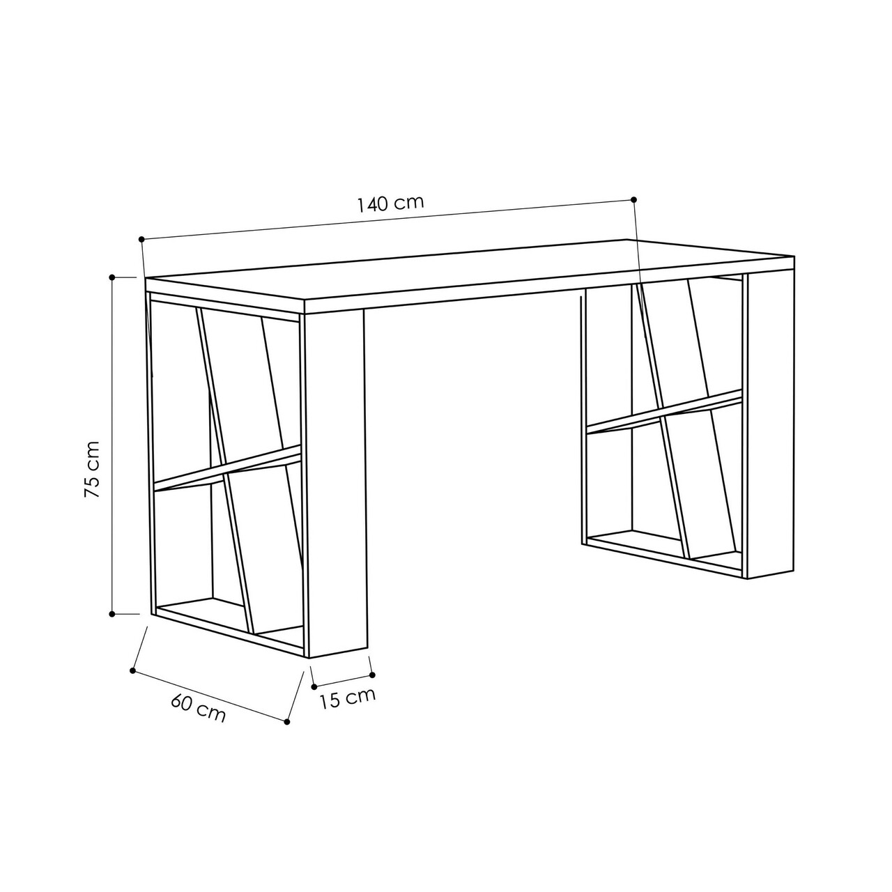 Birou, Decortie, Honey, 140 X 75 X 60 Cm, Pal Melaminat, Alb/antracit