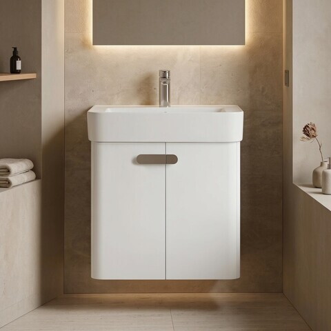 Dulap de baie cu chiuvetă, Hanah Home, Orbit 55, Alb