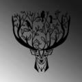 Decoratiune de perete, Deer, Metal, Dimensiune: 66 x 70 cm, Negru