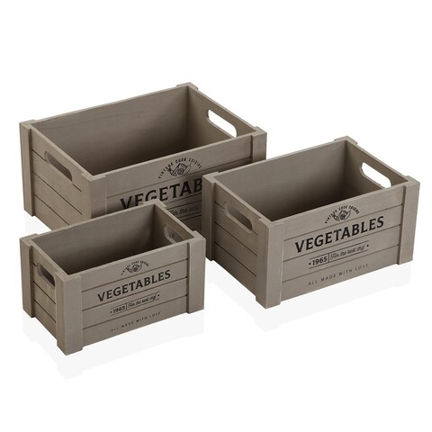 Set 3 cutii pentru depozitare Vegetables, Versa, 35 x 25 x 17 cm, lemn