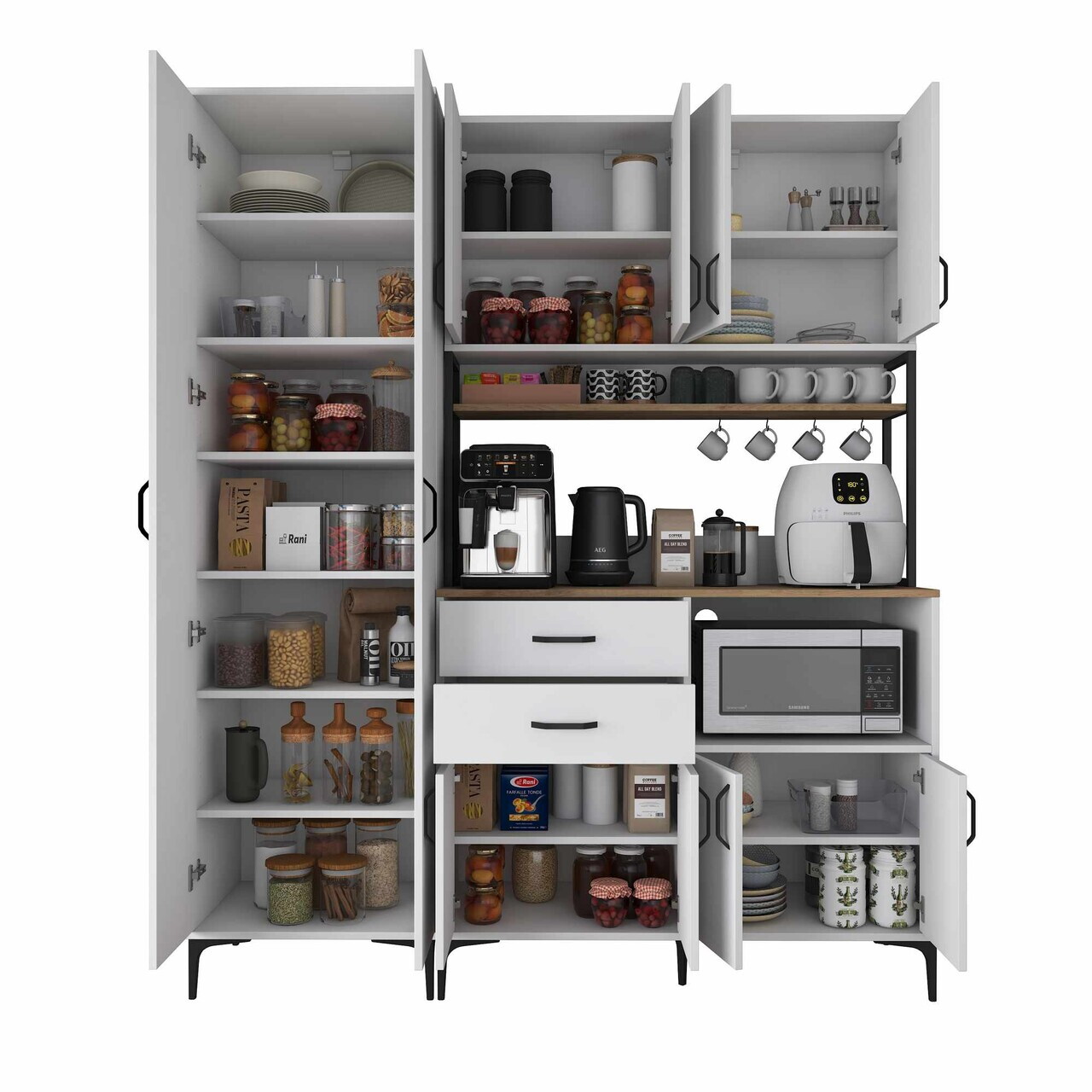 Dulap multifunctional, Hanah Home, JE261, 180x218.6x45 cm, Alb/Maro — imaginea 10