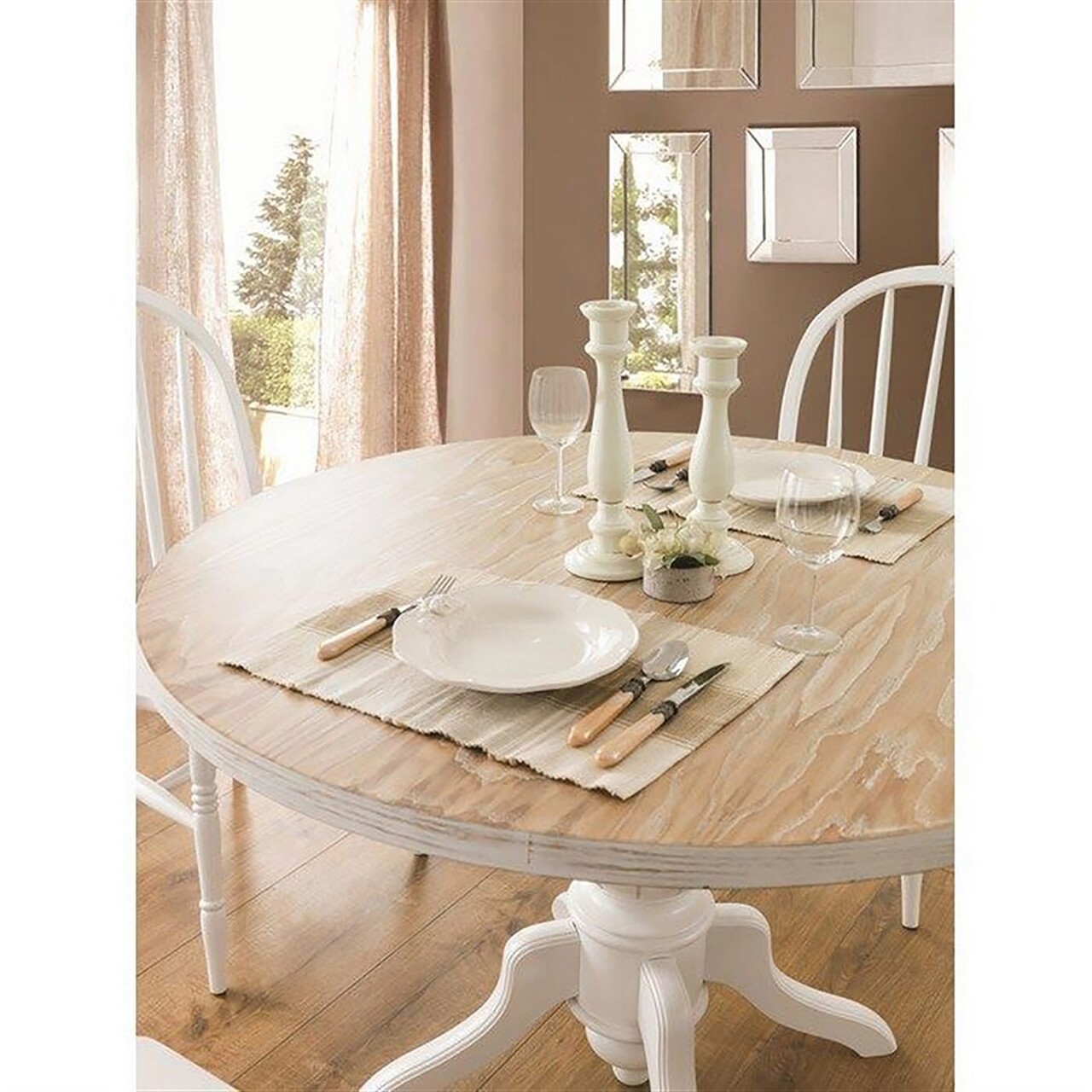 Set masă și scaune (5 bucăți), Hanah Home, Albero08, Alb / Stejar - imagine 2