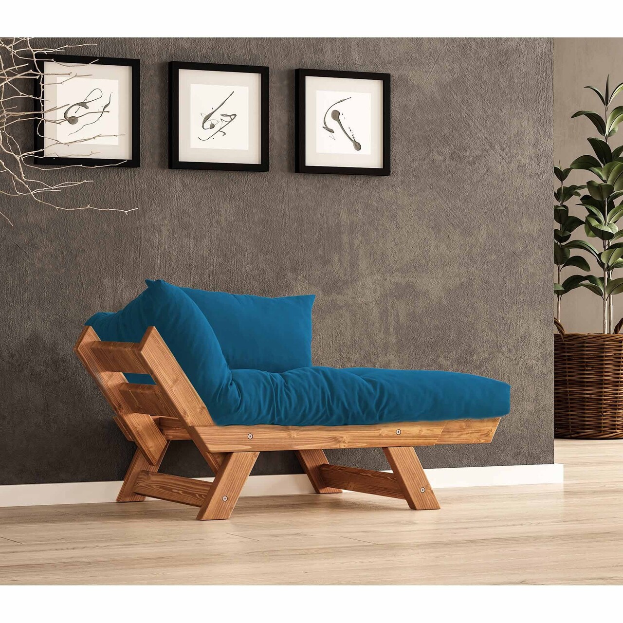 Fotoliu de gradina, Hanah Home, CPT8156-140, Teak / Albastru - view 2
