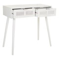 Consola cu 2 sertare Creaciones Meng, 82x42x79 cm, MDF/bambus, alb/argintiu