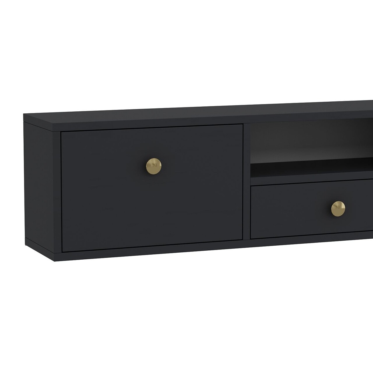 Comoda TV, Hanah Home, 1301-DROP-1, 140x30x30 cm, PAL , Antracit / Aur - view 5