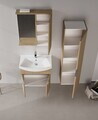 Set Dulap de Baie cu Chiuvetă și Oglindă (2 Piese), Hanah Home, Purus 65, Stejar