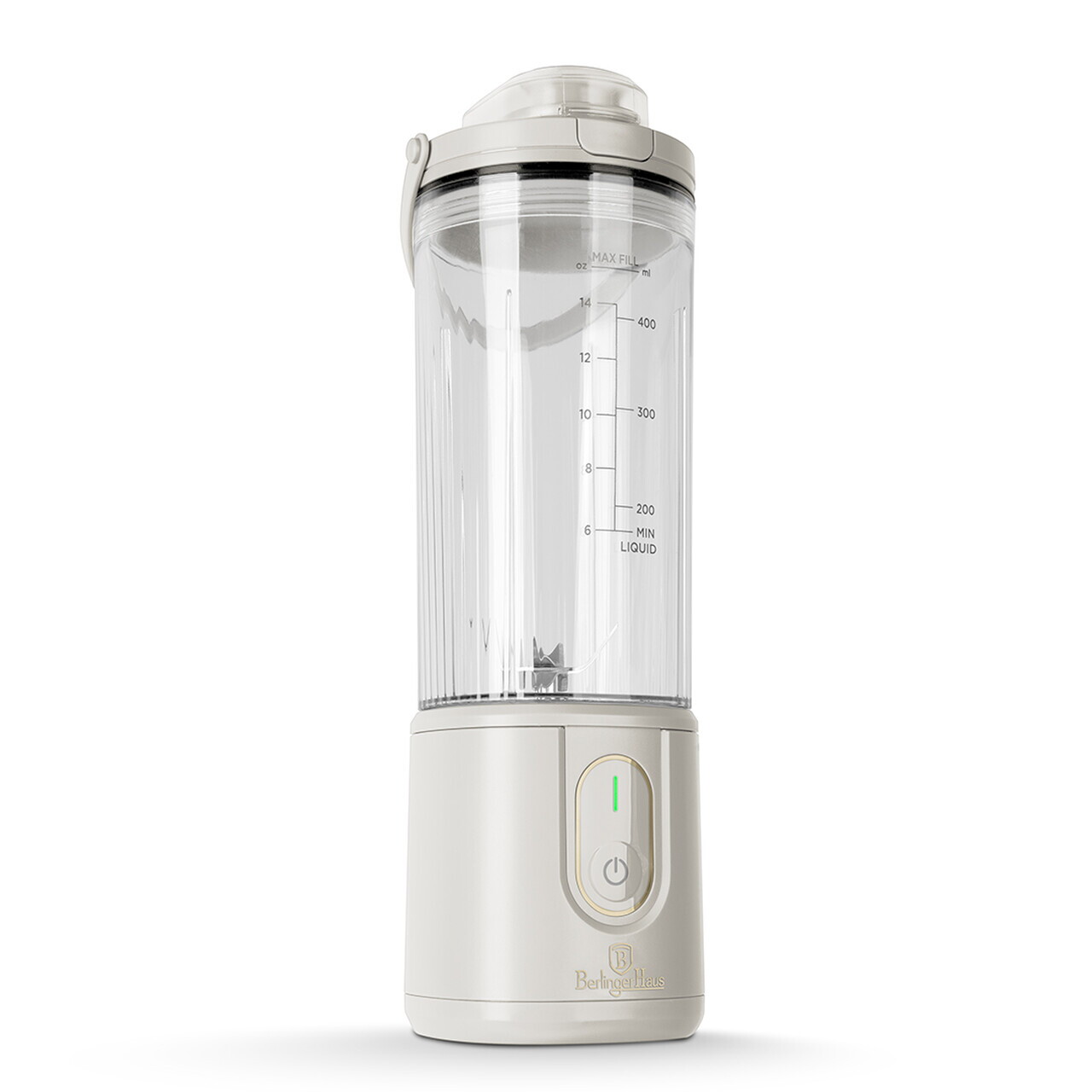 Blender portabil Berlinger Haus, Sahara, 400 ml, 110W, 9x27.2 cm, inox/plastic, crem/transparent - view 5