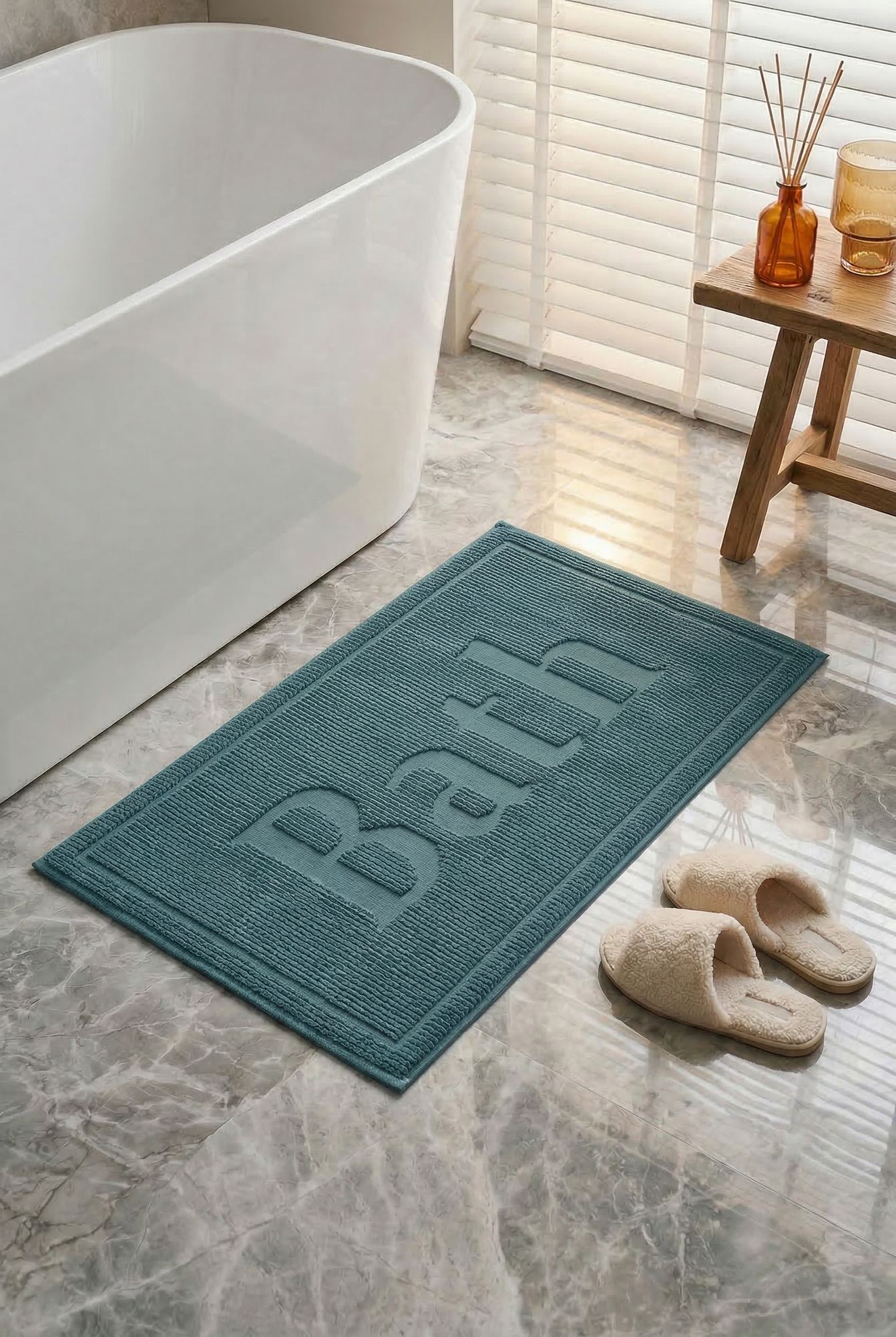 Set covorase de baie 2 piese, L'essentiel Maison, Bath, Albastru petrol