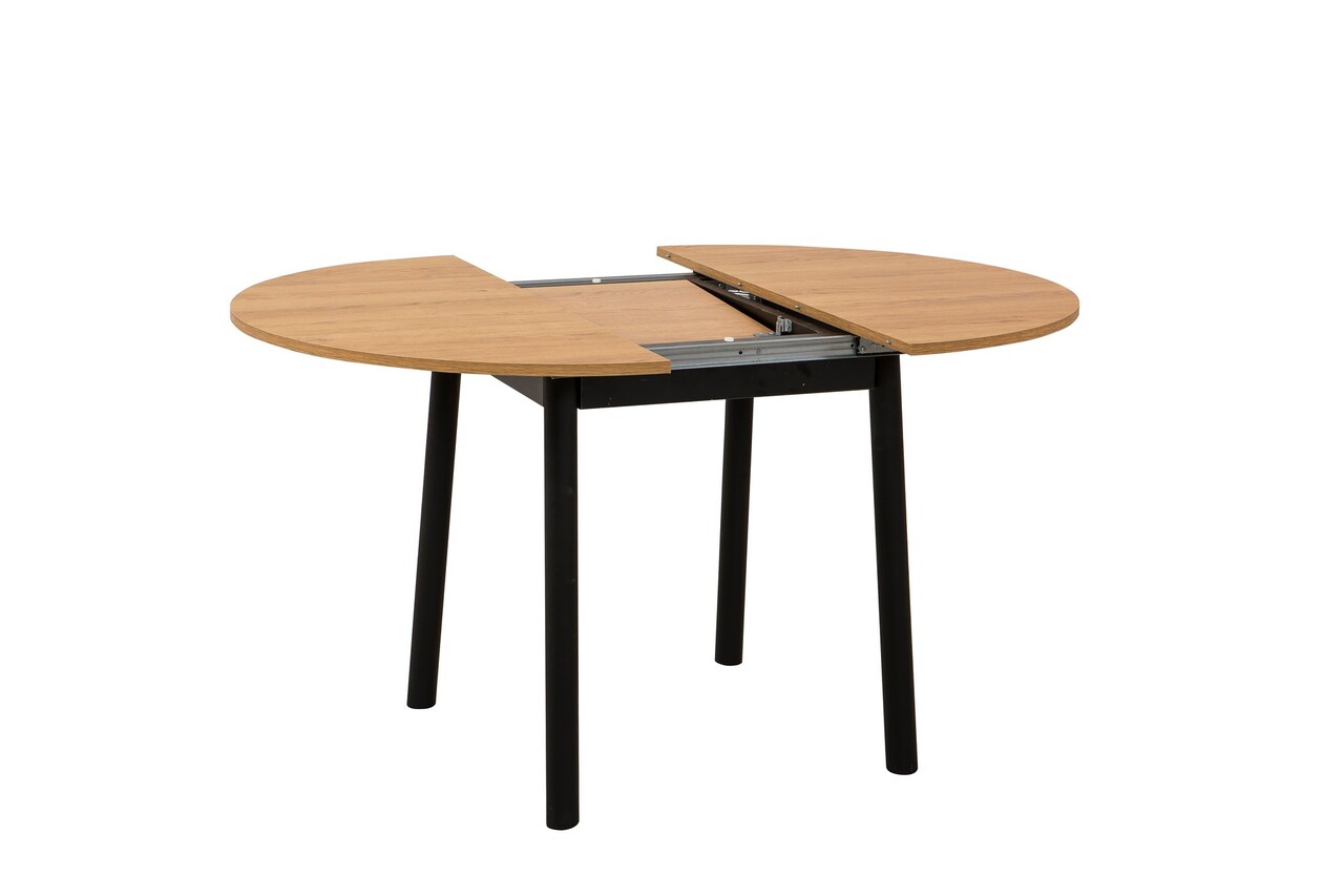 Masa de sufragerie extensibila, Vella, Oliver, 100x75x100 cm, PAL, Stejar / Negru - 1 | YEO