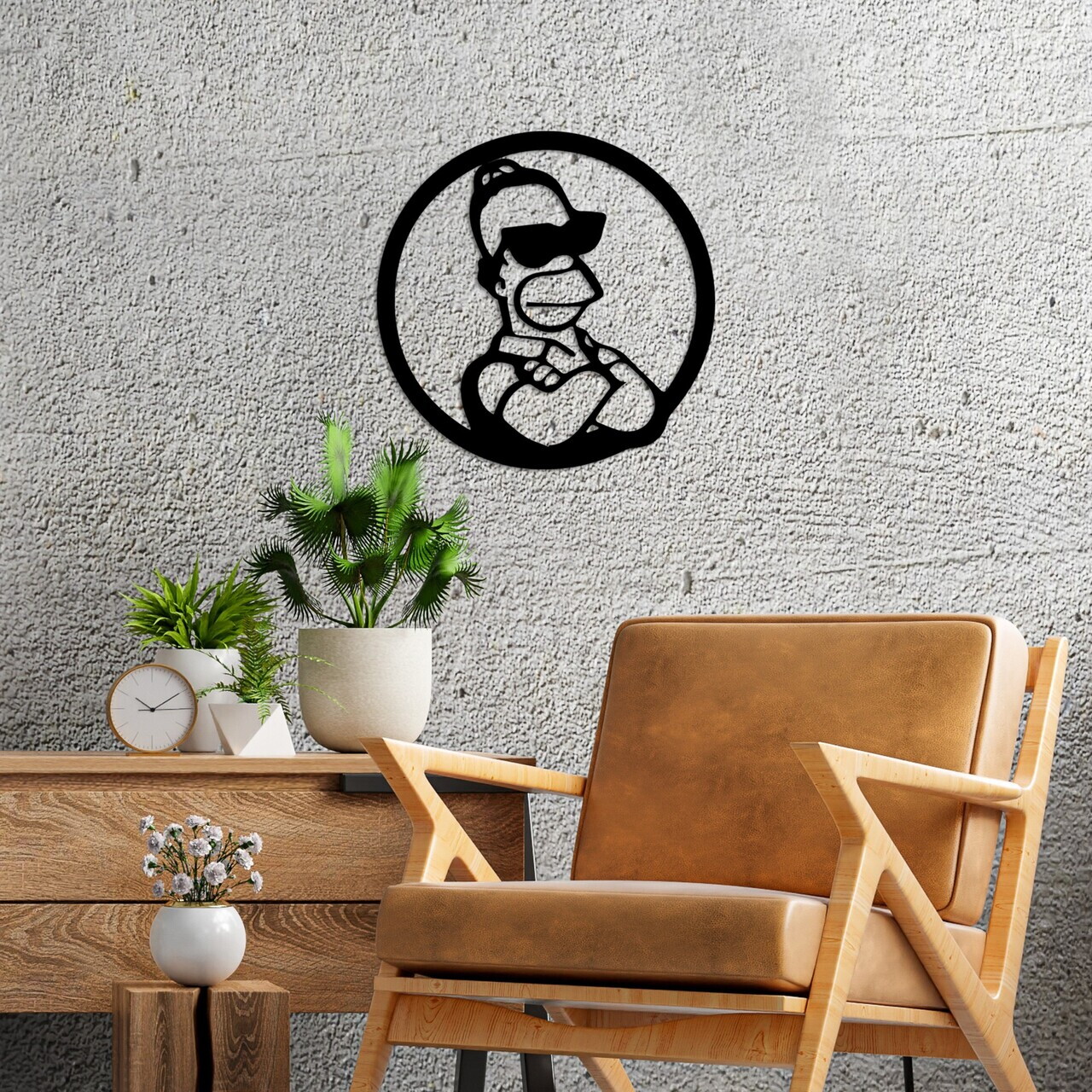 Decoratiune de perete, Sımpson 3, Dimensiune: 33 x 33 cm, Negru — imaginea 3