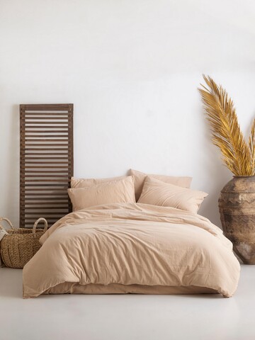 Lenjerie de pat pentru o persoana, 2 piese, 140×200 cm, 100% bumbac, Limasso, Standart Stonewashed, bej Lenjerii de Pat
