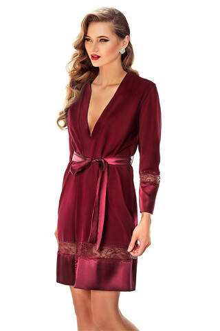 Halat de casa, 995MRE1166 - M/L, Miorre, 95% bumbac/5% elastan, Rosu claret