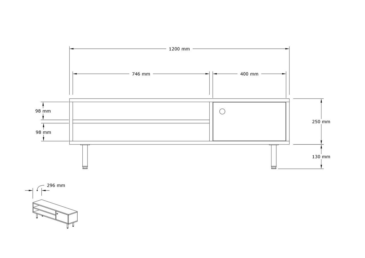 Comoda TV, Hanah Home, Avila, 120x38x30 cm, Maro - view 6