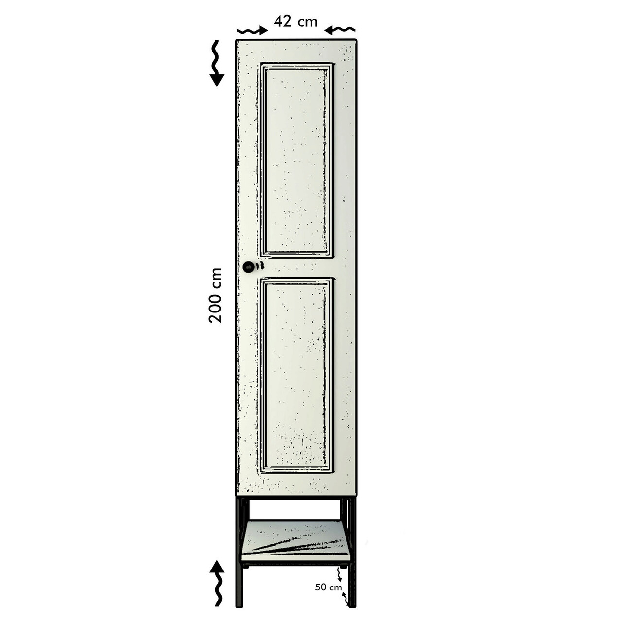 Dulap pentru haine, Comforty, Martin 1, 42x200x50 cm, Alb / Negru / Auriu