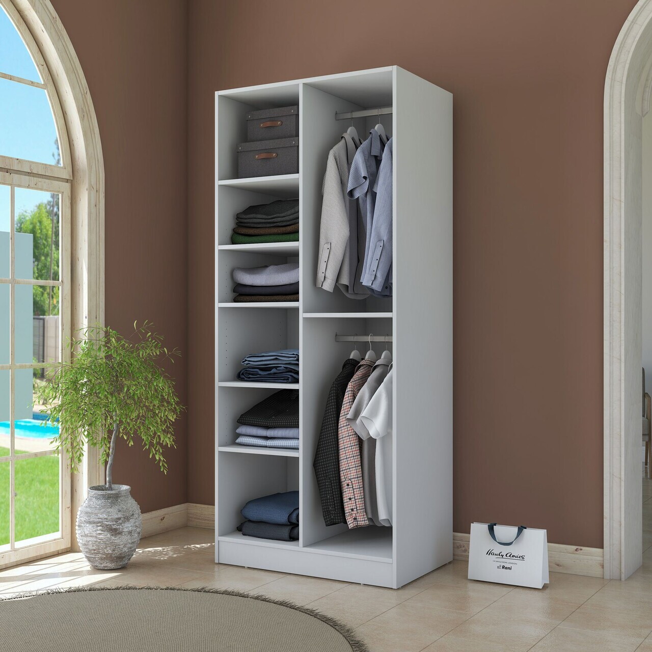 Dulap pentru haine, Hanah Home, BA220, 90x210x57.5 cm, PAL melaminat, Alb - view 5