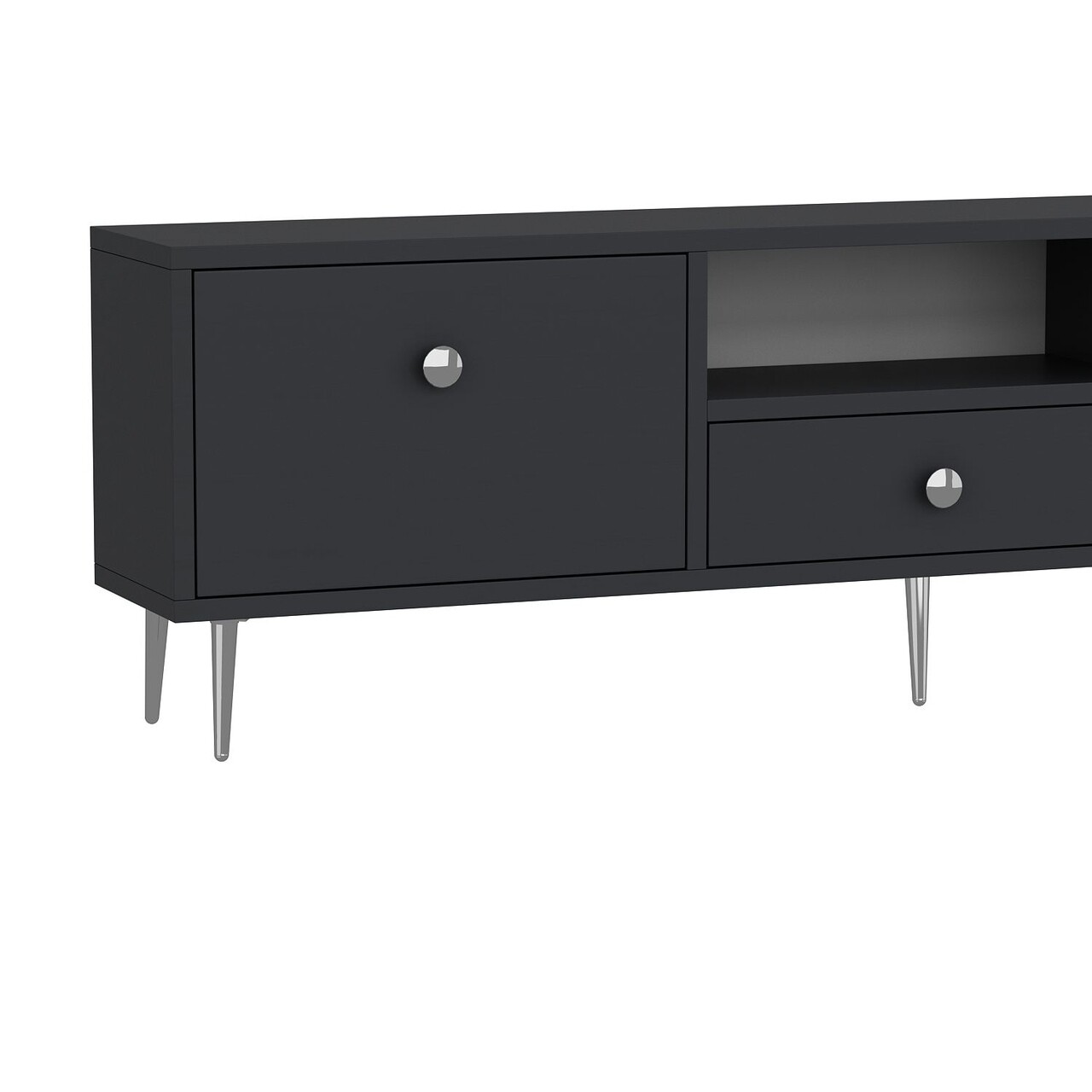 Comoda TV, Hanah Home, 1307-DROP-1, 140x45x30 cm, PAL , Antracit / Argintiu - view 5