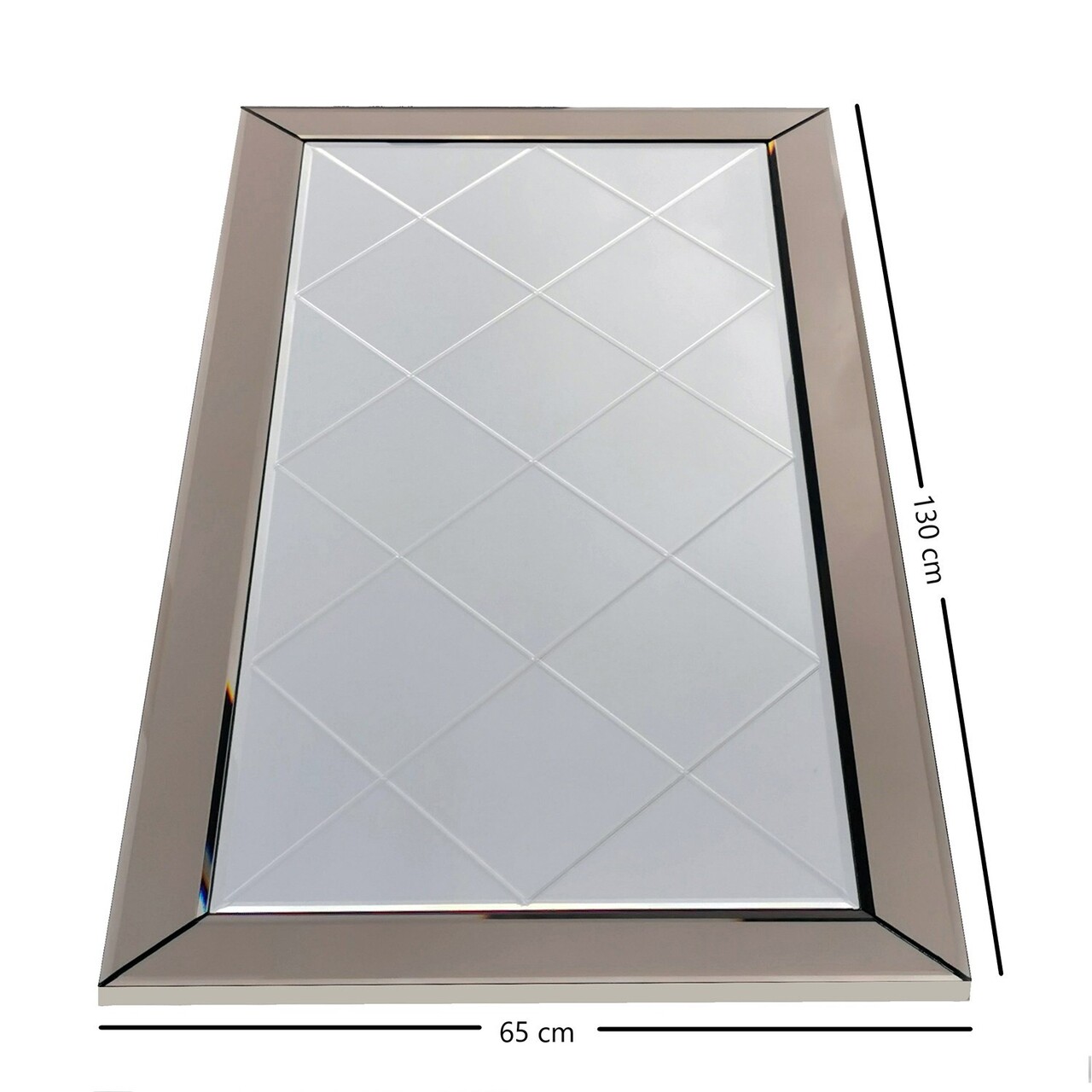 Oglinda decorativa, Neostill, A330D, 65 x 130 x 2.2 cm, mdf, argintiu