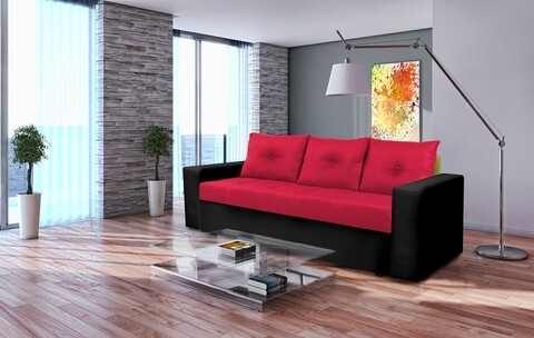 Poza Canapea extensibila, Toledo, 226x90x86 cm, lada de depozitare, Rosu/Negru