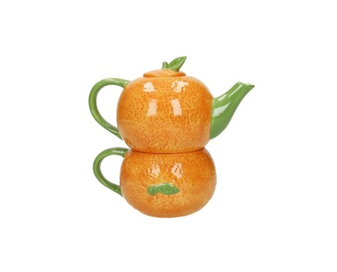 Ceainic cu ceasca 2in1, Brandani, Orange, 17x11x16 cm, dolomit, portocaliu
