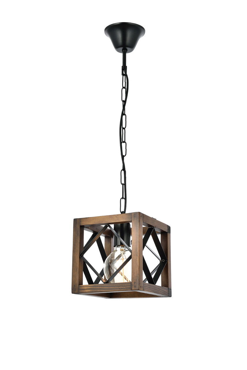 Lustra, Beacon, 890BCN1107, Lemn de carpen, Nuc / Negru - 1 | YEO