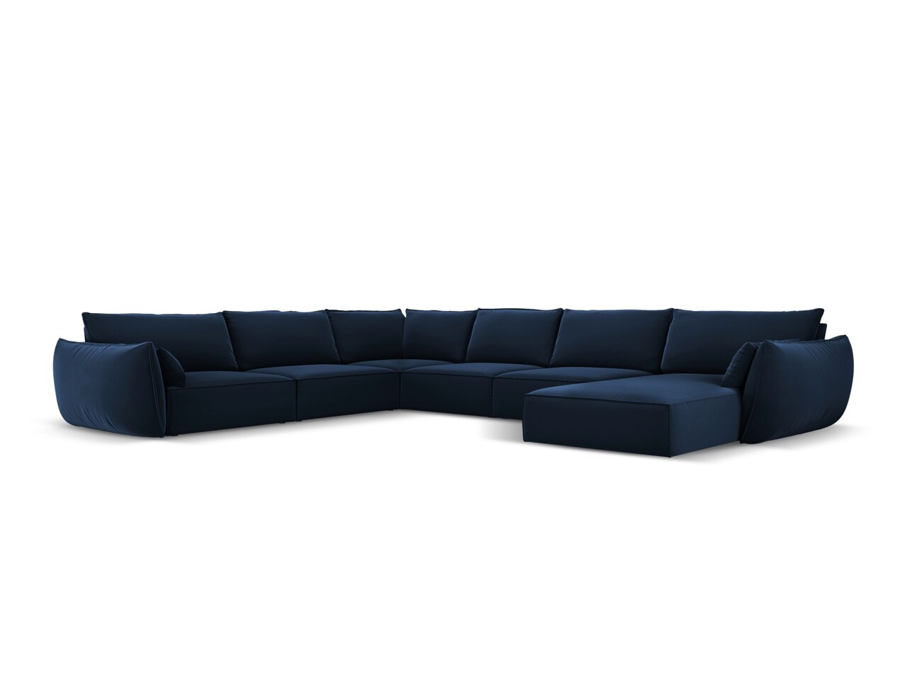 Coltar panoramic stanga 8 locuri, Kaelle, Micadoni Home, BL, 384x284x85 cm, catifea, albastru regal - 1 | YEO