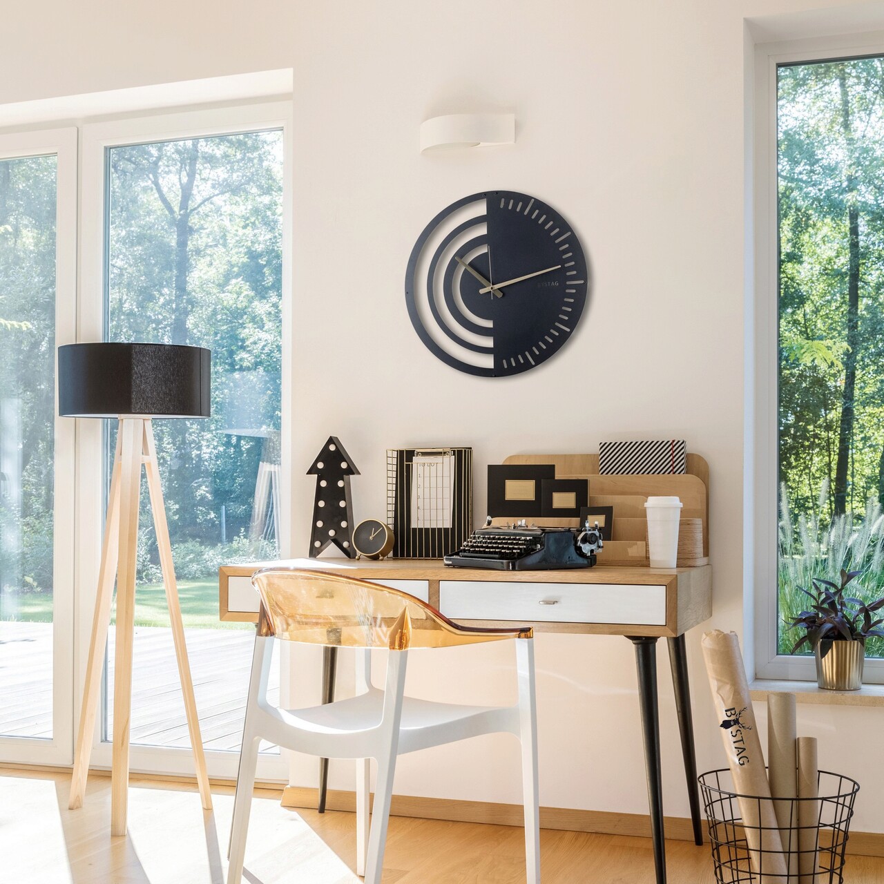 Ceas de perete Chrono Metal Dimensiune: 50 x 50 cm Negru