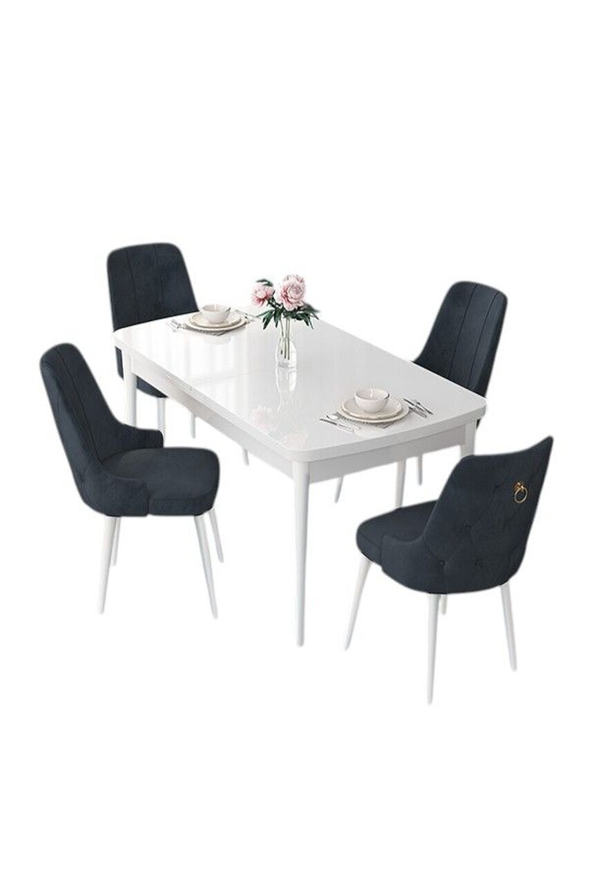Set masa extensibila si scaune (5 piese), Hanah Home, Nex, Alb / Antracit — imaginea 2