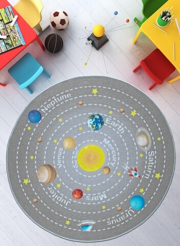Covor Universe – Grey, Confetti, 133×133 cm, poliamida, multicolor imagine noua 2022