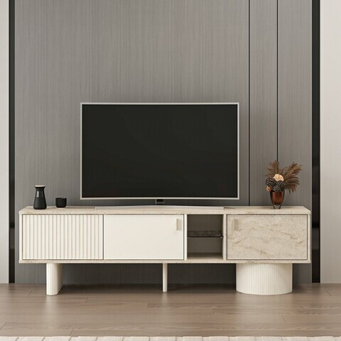 Comoda TV, Hanah Home, Valento, 180x52x36 cm, Piatră Lunii / Travertin