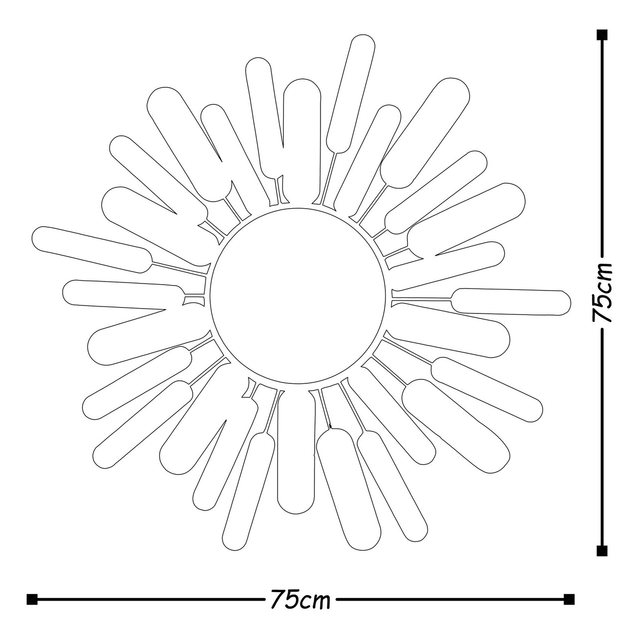 Decoratiune de perete, Mirror Sun, Dimensiune: 75 x 75 cm, Multicolor - imagine 3