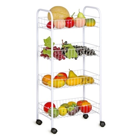 Carucior cu 4 rafturi pentru bucatarie/baie confortime, 36x26.5x86 cm, metal, alb