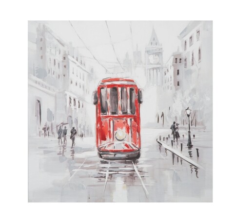 Tablou decorativ Tram -A, Mauro Ferretti, 80×80 cm, canvas pictat manual, multicolor 80x80