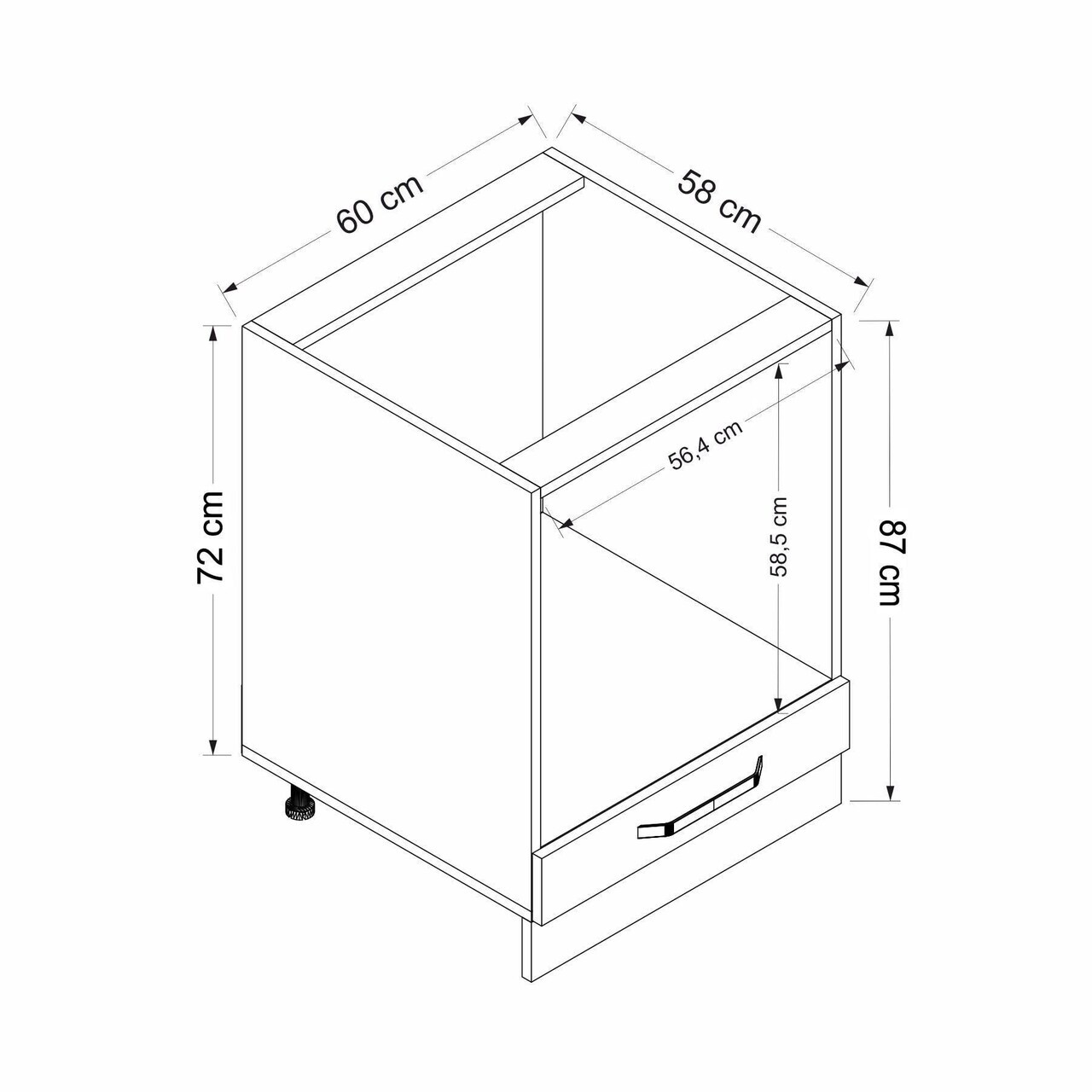 Dulap pentru bucatarie, Hanah Home, Minar, 60x87x58 cm, Alb — imaginea 7