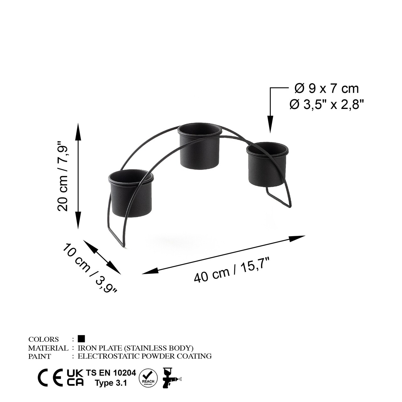Decoratiune, GED-012-A, 40x20x10 cm, Metal, Negru