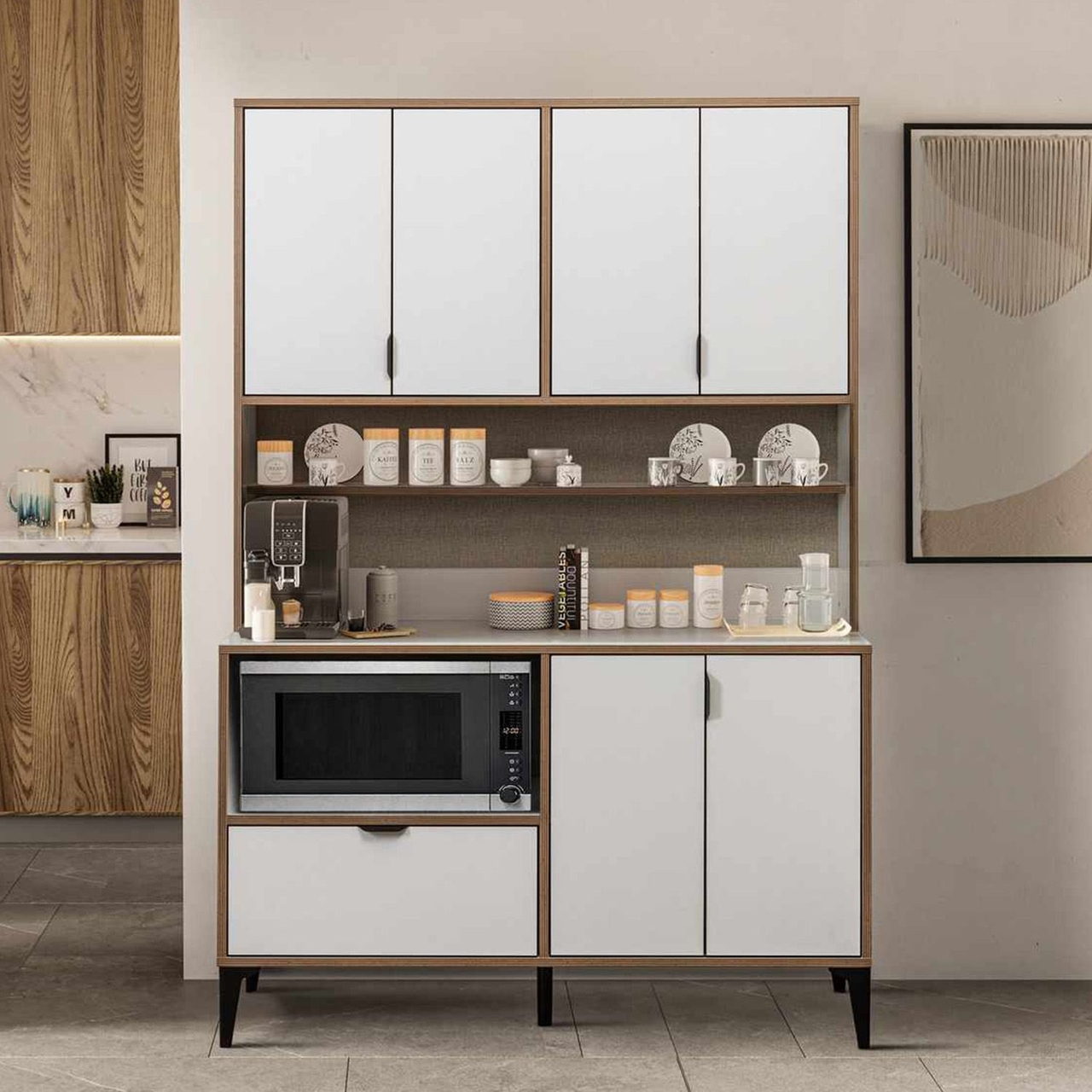 Dulap multifunctional, Hanah Home, Arden Coffee, 127x190x44 cm, Alb
