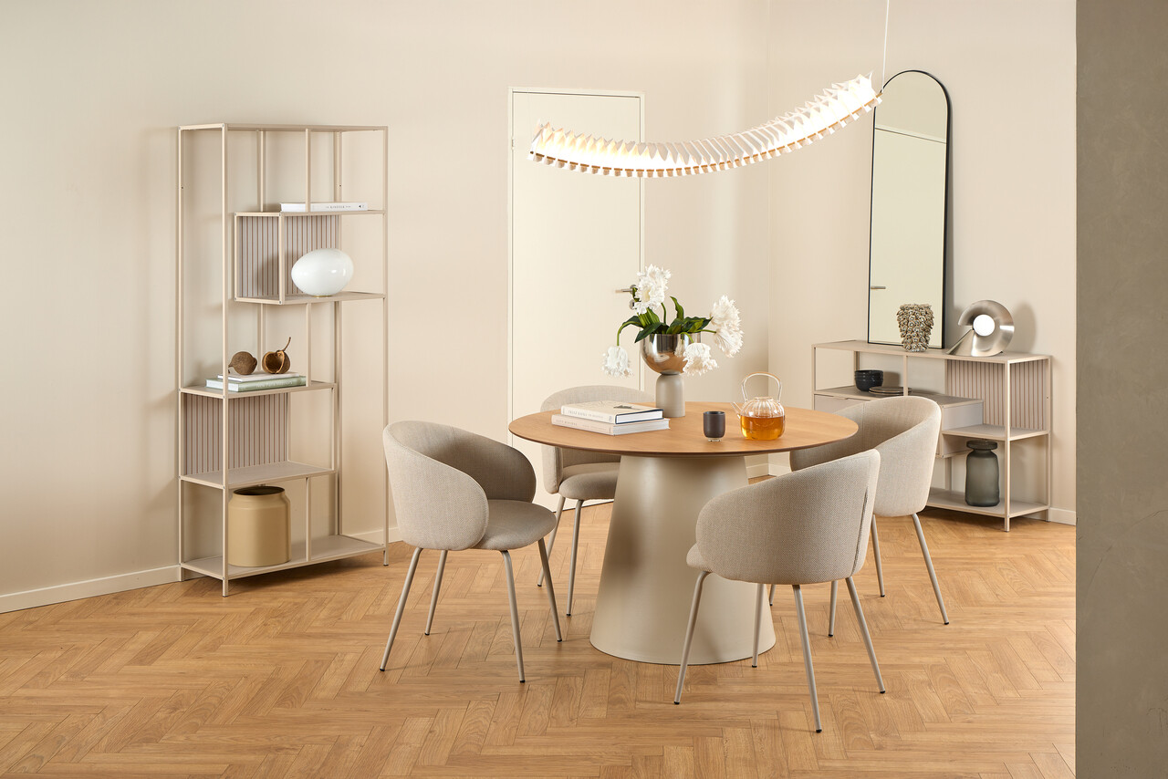 Scaun Eleanor, Actona, 55.5x55x79 cm, tesatura structurata/otel, bej/gri - view 8