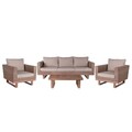 Canapea pentru gradina 3 locuri Patsy, 220 x 89 x 64.5 cm, lemn/ratan sintetic/poliester, natural