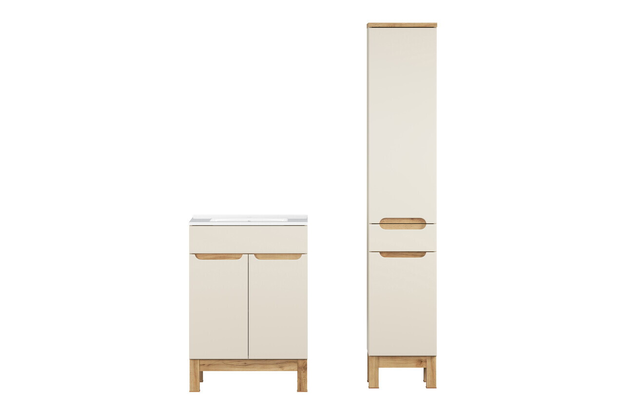 Set mobilier baie Bali Cashmere Lava 60 cm HC, dulap inalt, masca cu lavoar, Comad, MDF/PAL, casmir - view 3