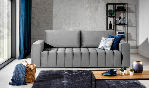 Canapea extensibila 3 locuri ELTAP, Laz06, Lazaro, 247x97x92 cm, lemn/poliester, gri deschis