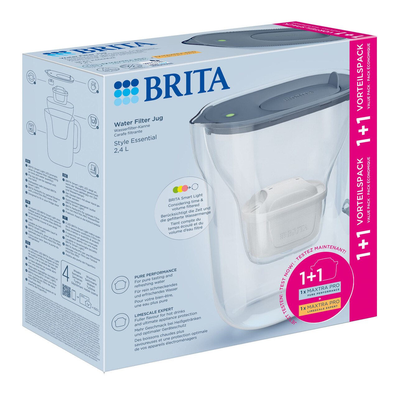 Cana filtranta BRITA Style Essential 2,4 L + 2 filtre Maxtra Pro (Stone Blue) - imagine 9