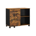 Dulap de birou pentru dosare, Vasagle, cu roti, compartiment A4 si letter, 80x40x66 cm, PAL, maro